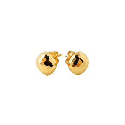 Aretes Botón cuadrado Diamantado en Oro Amarillo 18K.