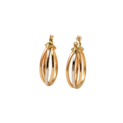 Argollas entrelazadas de tres Oros 18k