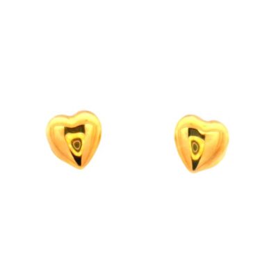 Arete corazón liso en Oro Amarillo 18K.