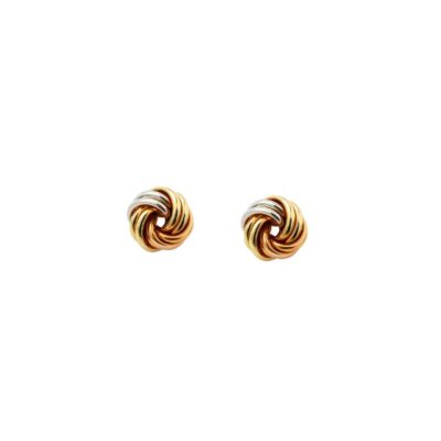 Aretes Nudos lisos en tres Oros 18k