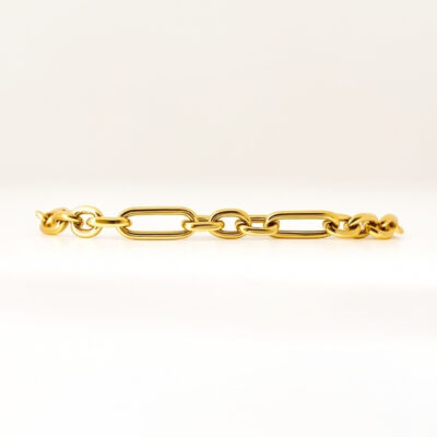 Pulsera  de eslabones y argollas en Oro Amarillo 18k
