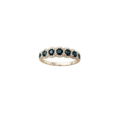 Sortija con Zafiros e incrustaciones con Diamantes en Oro Blanco 18K