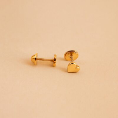 Aretes Kids Corazón en Oro Amarillo 18k