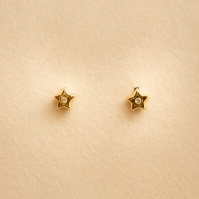 Aretes Kids Estrella en Oro Amarillo 18k