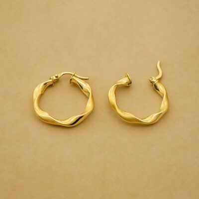 Argollas Entorchadas Satinadas en Oro Amarillo 18k