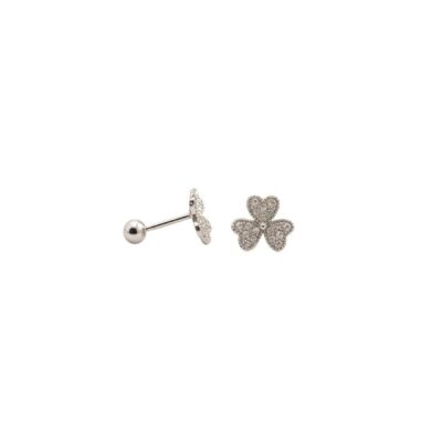Aretes flor chica de circones en Plata 925