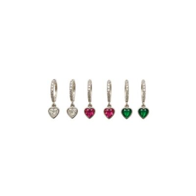 Argollas con corazón colgante en Plata 925