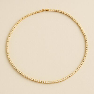 Collar Tennis con incrustaciones de Diamante en Oro Amarillo 18K