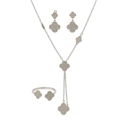 Juego de flores de circones en  Plata 925.
