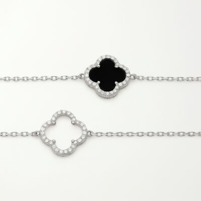 Pulsera trébol de circones de  Plata 925.