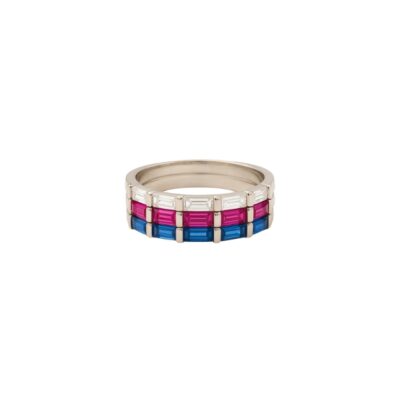 Riviere Baguettes de colores en plata 925