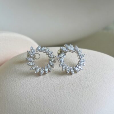 Aretes Círculo de diamantes en Oro Blanco 18k