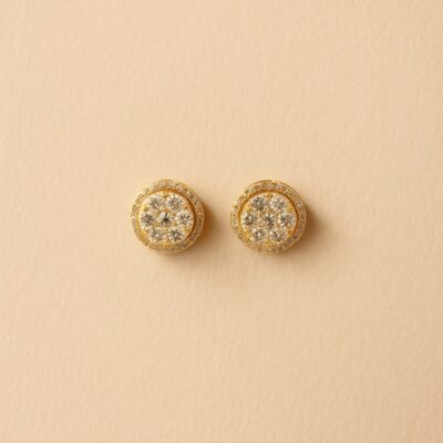 Aretes roseta de diamantes en Oro amarillo 18k