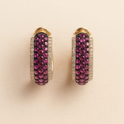 Argollas de Rubíes y Diamantes en Oro Rosa 18k