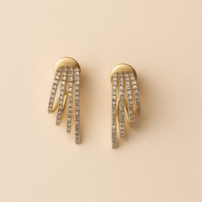 Argollas de líneas de diamantes en Oro Amarillo 18k