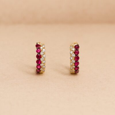 Argollas de rubíes y diamantes en Oro Amarillo 18k