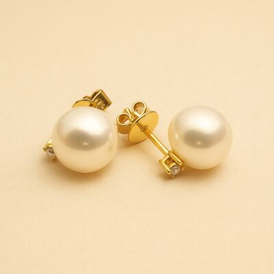 Aretes de Perlas y diamantes en Oro Amarillo 18k