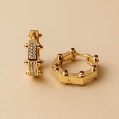 Argollas octogonal en Oro Amarillo 18k