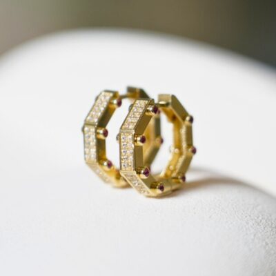 Argollas octogonal en Oro Amarillo 18k