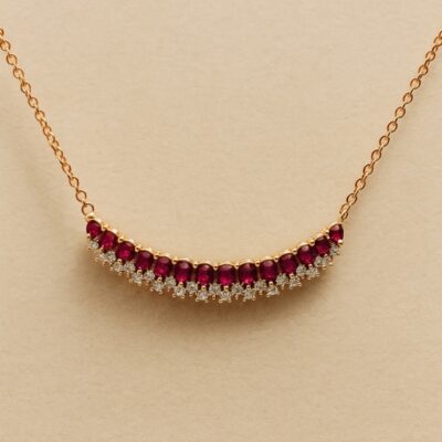 Collar de rubíes con diamantes en Oro Amarillo 18k