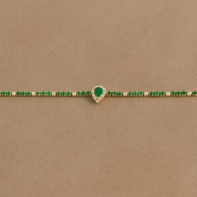 Pulsera esmeraldas con diamantes en oro amarillo 18k