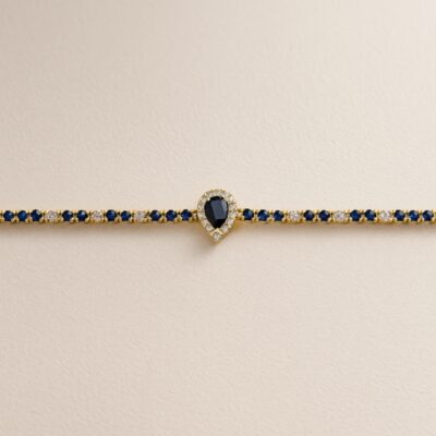Pulsera zafiro con diamantes en oro amarillo 18k