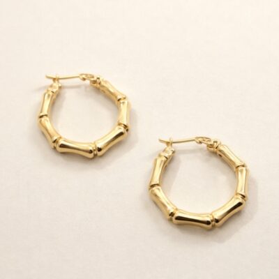 Argollas bambú en oro amarillo 18K