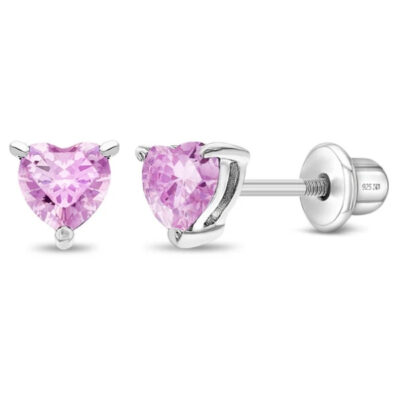 Aretes Kids con piedra rosada en plata 925