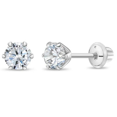 Aretes Kids solitario con piedras de colores en plata 925