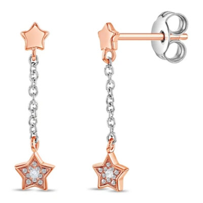 Aretes de estrella  colgante en plata 925