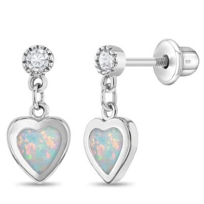 Aretes de corazón colgante en plata 925