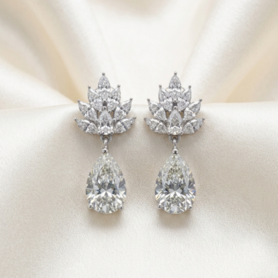 Aretes gota de circón en plata 925