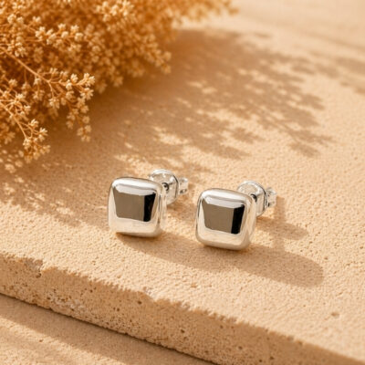 Aretes cuadrados de plata 925