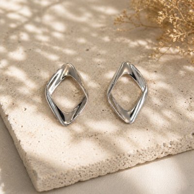 Aretes rombo en plata 925