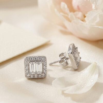 Aretes cuadrados en plata 925