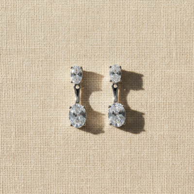 Aretes de circones ovalados en plata 925 o bañados