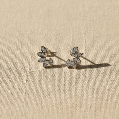 Aretes orejeros chicos de circones en plata 925