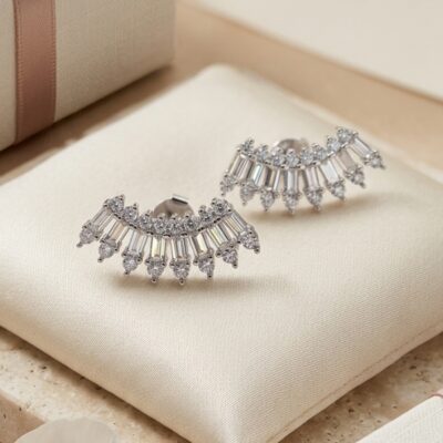 Aretes orejeros  de circones en plata 925