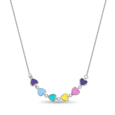 Collar de corazon de colores en plata 925