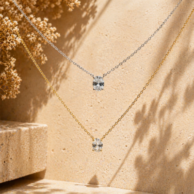 Collar circón oval en plata 925