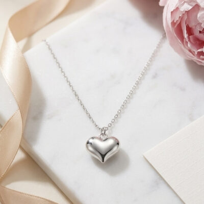 Collar corazón en plata 925 o bañado