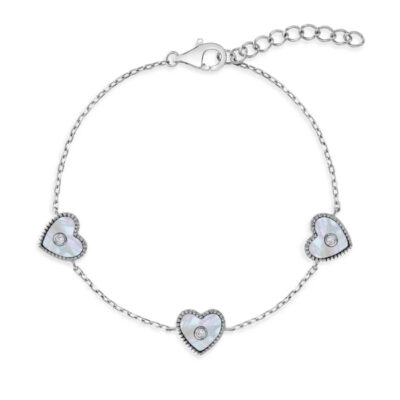 Pulsera corazón de nácar en plata 925