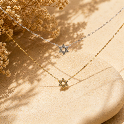 Collar estrella con circones de plata 925 o bañado