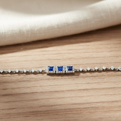 Pulsera de dijes cuadrados en plata 925