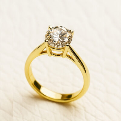 Anillo de compromiso con diamante Lab Grown 3.04 ct en oro amarillo 18k