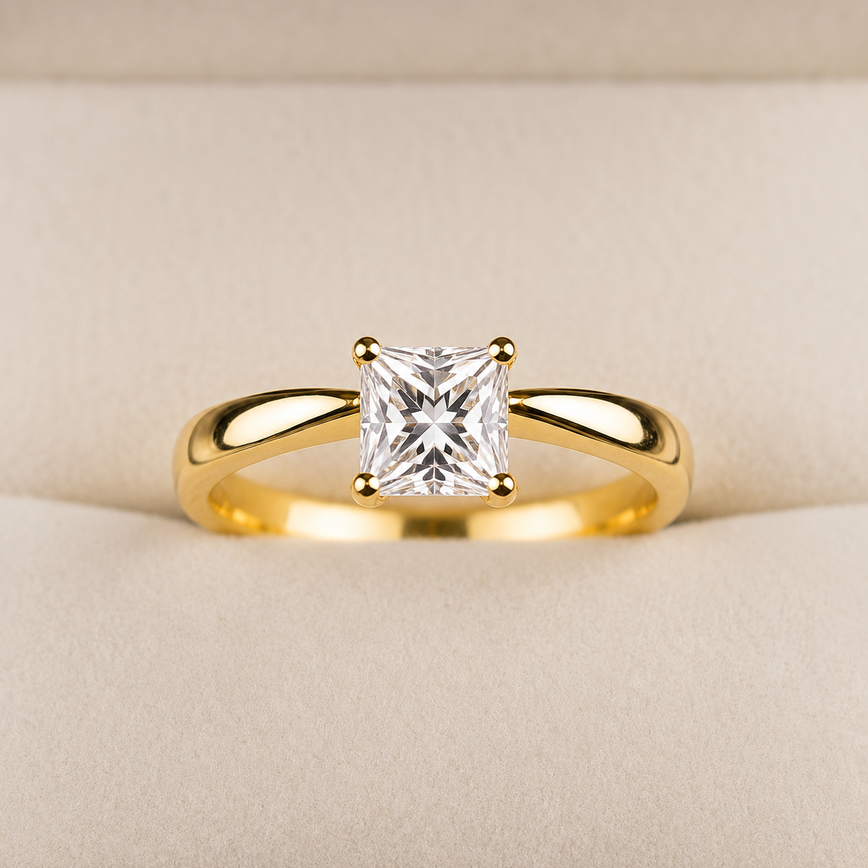 Este Anillo de compromiso con diamante Lab Grown 0.50 ct en oro amarillo 18k