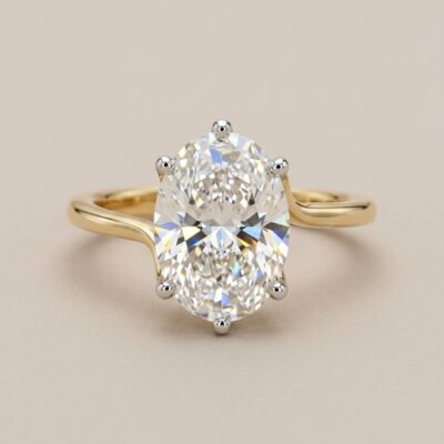Anillo de compromiso con diamante Lab Grown 3.03 ct en oro amarillo 18k