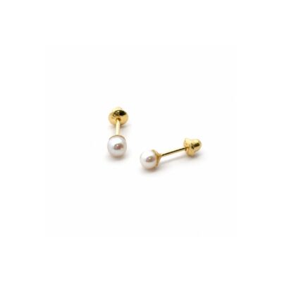 Aretes Kids de perla en Oro Amarillo 18k
