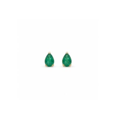 Aretes Kids de esmeralda en forma de gota en Oro Amarillo 18k