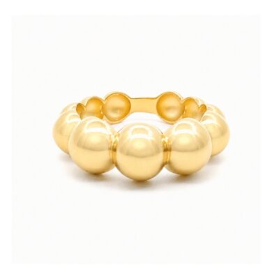 Sortija medias bolas en oro amarillo 18k